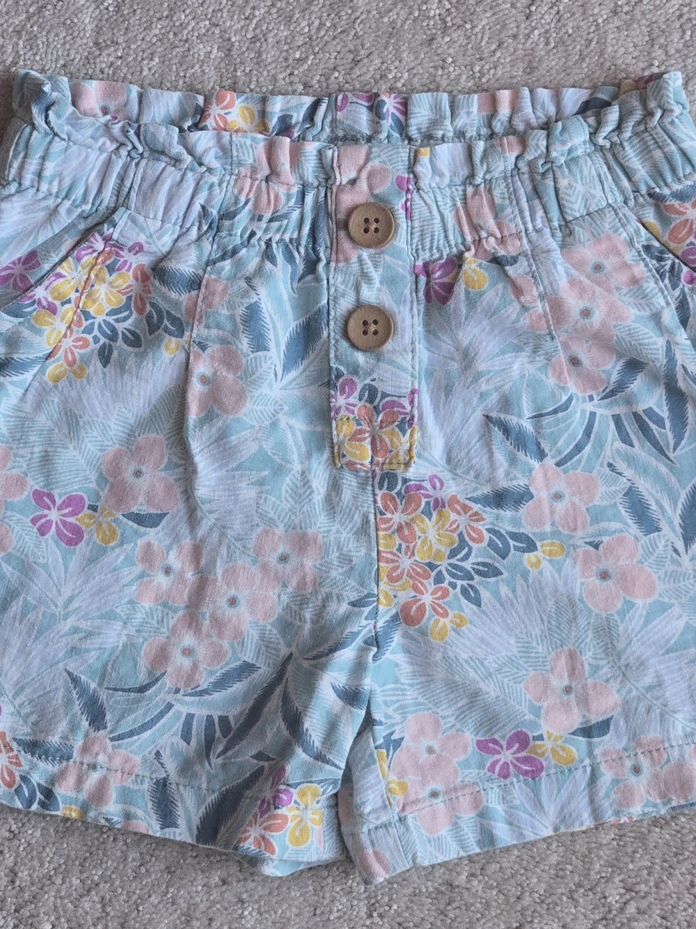 OshKosh B'gosh Light Blue Floral Elastic-Waist Shorts